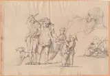 Adeodato Malatesta, Study with Napoleon and Other Figures, Black ink on wove paper