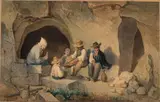 Giuseppe Moricci, Scene with a Country Meal, 1872, Watercolor on wove paper