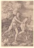 Lucas van Leyden, The Expulsion from Paradise, From the series "The Story of Adam and Eve". Engraving