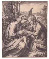 Giorgio Ghisi, The Mystical Marriage of Saint Catherine, after Correggio, Engraving