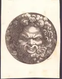 Adamo Scultori, Head of Silenus, after Giulio Romano, Engraving