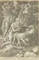 Cornelis Cort, Saint Jerome, after Jacopo Zanguidi Bertoia, Engraving