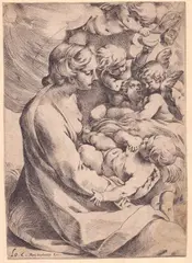 Madonna and Child with Angels by Ludovico Carracci, Etching, offered Nov 2025