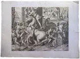 Agostino Carracci, Adoration of the Magi, after Baldassare Peruzzi, One of seven plates that make up a large print of the Adoration of the Magi by Peruzzi. Third state