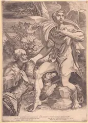Saint Roch Imploring Divine Protection for a Donor, after Parmigianino. by Francesco Brizio, 1603, Engraving and etching, offered Nov 2025
