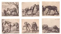 Horses by Pieter van Laer Il Bamboccio, Complete series of six engravings. Etching, offered Nov 2025