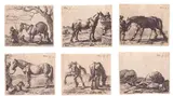 Pieter van Laer Il Bamboccio, Horses, Complete series of six engravings. Etching
