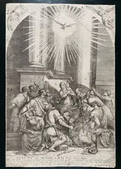 The Pentecost, after Jacopo Bassano by Crestano Menarola, After the altarpiece in the Church of San Francesco in Bassano. Etching, offered Nov 2025