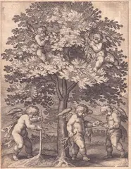 Putti gathering apples by Grégoire Huret, Burin, offered Nov 2025