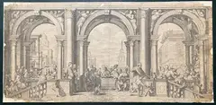 Jan Saenredam, The Supper at Casa Levi, after Paolo Veronese, Burin