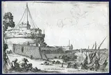 Stefano della Bella, Castel Sant'Angelo with the Bridge, Etching
