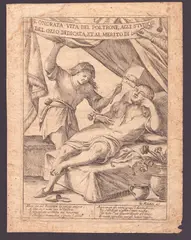 Giuseppe Maria Mitelli, L'onorata vita del poltrone, agli studiosi del ozio dedicata..., 1683, Etching