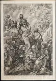 Pietro Aquila, B. Virgo in gloria cum quinque sanctis a Clemente X canonizatis anno MDCLXXI, after Carlo Maratti, Etching
