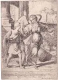 Giovanni Tisidio Guidi, Tobias and the Angel, 1628, Etching