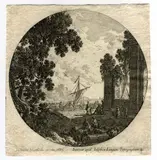 Ludovico Mattioli, Fine Landscapes, 1685, Lot of five prints from the series of round landscapes. Etching