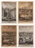 Giuseppe Vasi, The view of the Leonine City, seen with the Vatican Basilica, the Bridge, and Castel Sant'Angelo | The view of the Basilica of St. Paul Outside the Walls | The ruins of Rome's ancient magnificence | T, Lot of four engravings: The Prospect of the Leonine City