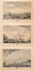 The entrance to the port of Marseille | Le port de Rochefort | Vue de la Ville et du Port de Bordeaux | Le Port de Cette en Languedoc by Charles-Nicolas Cochin, Lot of four large engravings from the series of six Les Ports de mer de la France, offered Nov 2025