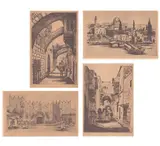 Jacob Eisenberg, Views of Jerusalem, Lot of four engravings. Etching