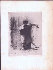 Alberto Pasini, Abbrutimento (Ricordo di Constantinopoli), Etching on chine-collé