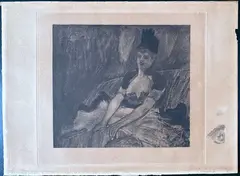 Félicien Rops, Le coup de la jarretiere, Soft-ground etching