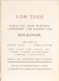 Max Klinger, Vom Tode I, Complete portfolio with