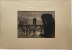 Frank Brangwyn, Le Pont Valentre a Cahors, Etching