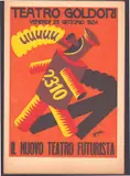 Fortunato Depero, Teatro Goldori. Il nuovo teatro futurista, Futurist postcard. Lithograph