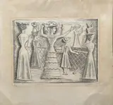 Massimo Campigli, The ball game, 1944, Lithograph