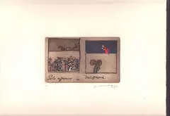 José Ortega, Maria | Fucilamientos | Solo espinas | Untitled | Terra | Untitled, 1970, Lot of six engravings. Etching and color aquatint