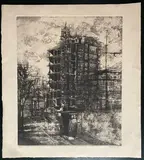 Renzo Vespignani, Outskirts, 1943, Etching