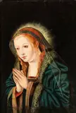 Quentin Massys, Praying Virgin, The painting bears an old brush inscription on the reverse: "ANDREA / PREDITALE / BERGAMASCO /