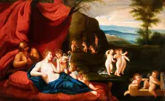 Francesco Albani, Landscape with Venus and Vulcan at rest, Oil on canvas