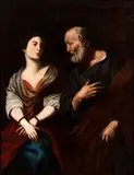 Pietro Novelli Il Monrealese, Saint Peter and Saint Agatha, The canvas is a high-quality replica of Pietro Novelli's painting