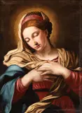 The Virgin Annunciate by Giovanni Battista Salvi da Sassoferrato, The painting is in its original canvas., offered Nov 2025