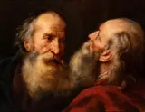 Peter Paul Rubens, Study for two character heads, Oil on canvas