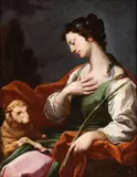 Corrado Giaquinto, Saint Agnes, Questo raffinato dipinto di destinazione privata raffigura a mezzo busto Sant’Agnese vergine e martire accompagnata