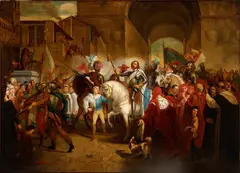 The entry of Charles VIII into Florence by Giuseppe Bezzuoli, The work is a replica of the painting by Giuseppe Bezzuoli, offered Nov 2025