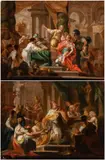 Sebastiano Conca, a) Alexander the Great in the Temple of Jerusalem; b) The idolatry of King Solomon. Pair ofpaintings, The two canvases bear a very close relationship to the paintings by Sebastiano Conca of an analogous subject
