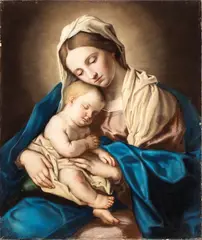 Virgin with Child by Giovanni Battista Salvi da Sassoferrato, Tempera and pastel on paper, offered Nov 2025