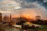 Franz Ludwig Catel, Fireworks over Saint Peter's Square and Castel Sant'Angelo, viewed from the Port of Ripetta
