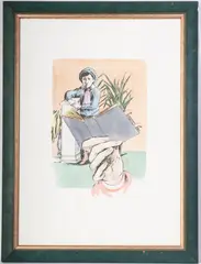 The schoolboy, multiple on paper by Domenico Purificato, 169/125 signed. State of preservation: good., offered Nov 2025