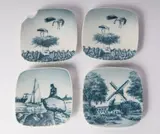 Bjørn Wiinblad, Lot of four bottoms, in polychrome porcelain