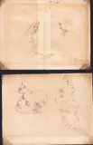 Mosè Bianchi, Studi di teste, due fogli. A: Inchiostro on paper