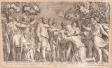 Michele Grechi detto Lucchese, Tarquinio Prisco che taglia la pietra, da Polidoro da Caravaggio, 1773, Una successiva edizione del Losi di una stampa pubblicata nel