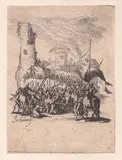 Jacques Callot, Jesus falls under the cross, Etching