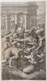 Michel Corneille, Strage degli Innocenti, da Raffaello, lotto di due incisioni. etching on paper vergata