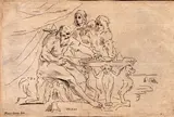Giovanni Cesare Testa, Midas | Dio Padre | Flagellazione con putti, da Pietro Testa, lotto di tre incisioni. etching