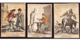 Giuseppe Maria Mitelli, Dove l'oro parla, ogni lingua tace | Chi gioca per bisogno perde per necessita | Voglio più tosto..., Lotto di tre acquaforti colorati a mano.