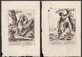 Giuseppe Maria Mitelli, Donna Invidiosa – Morte | Villano – Morte, lotto di due incisioni. etching