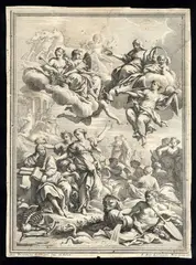 Giovanni Antonio Lorenzini, La gloria del Poeta, etching and bulino;